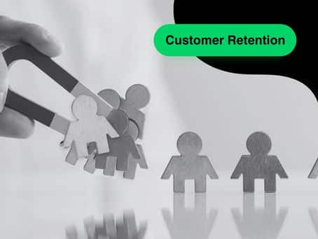 Magnet attracting figures, concept of customer retention.