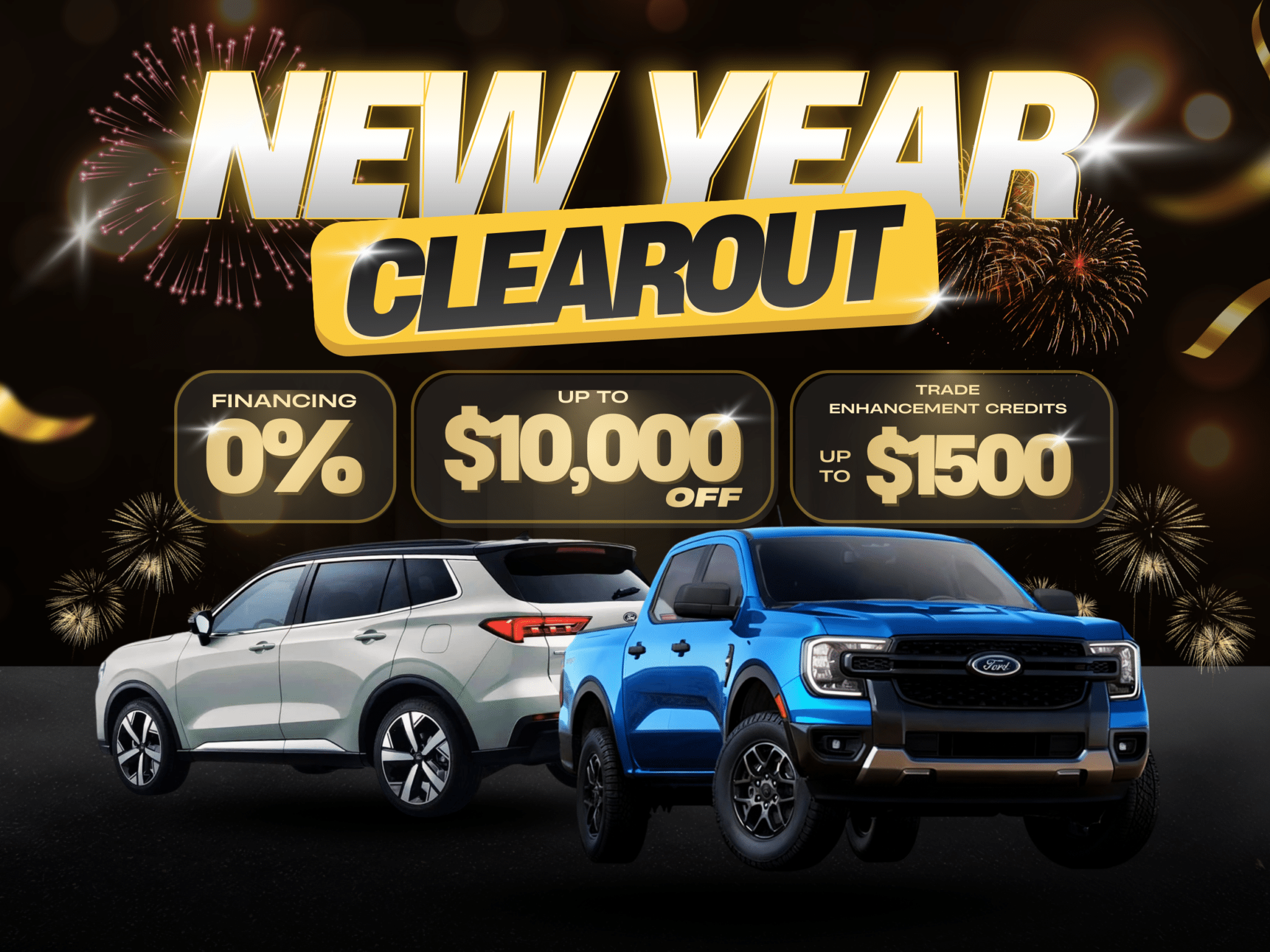 New Year car sale: 0% financing, discounts, credits.
