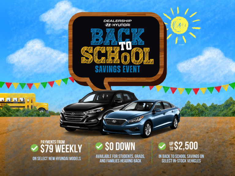 Hyundai back to school savings event with discounts.