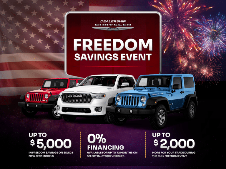 Chrysler Jeep Freedom Savings Event with offers.