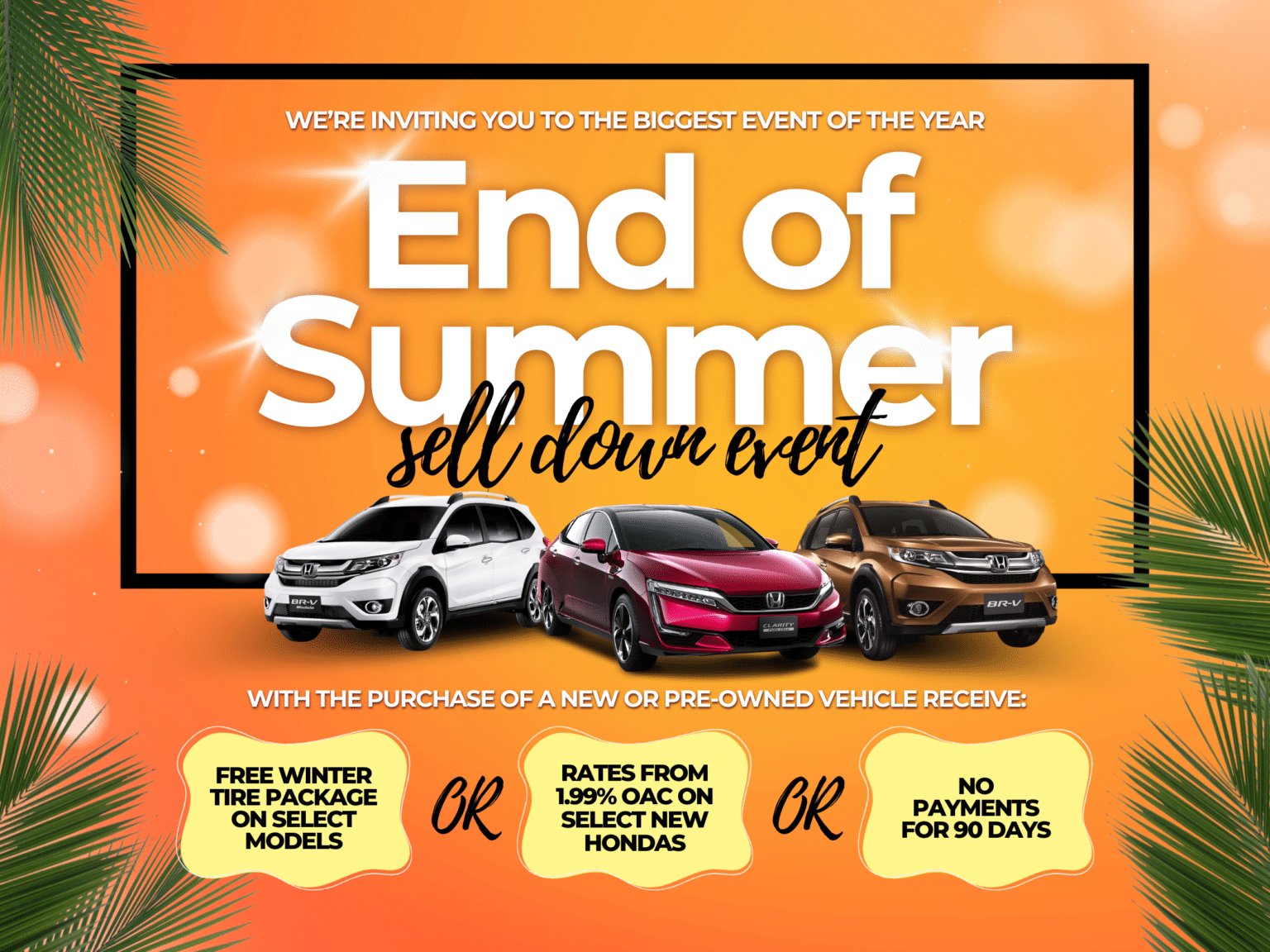 End of Summer car sale event with offers.